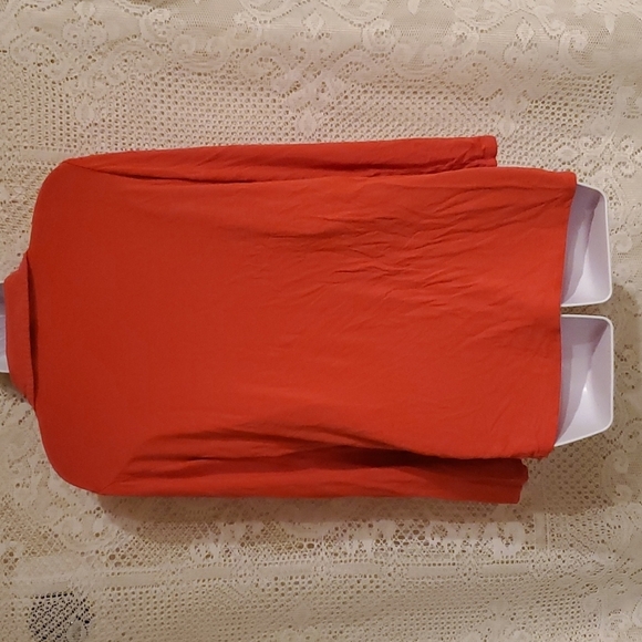 4/$20 Joseph A orange asymmetrical Long-sleeved button down top - Picture 8 of 12